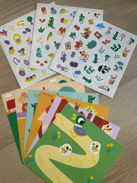 Coffret stickers et cartes éducatif - Bébé animaux