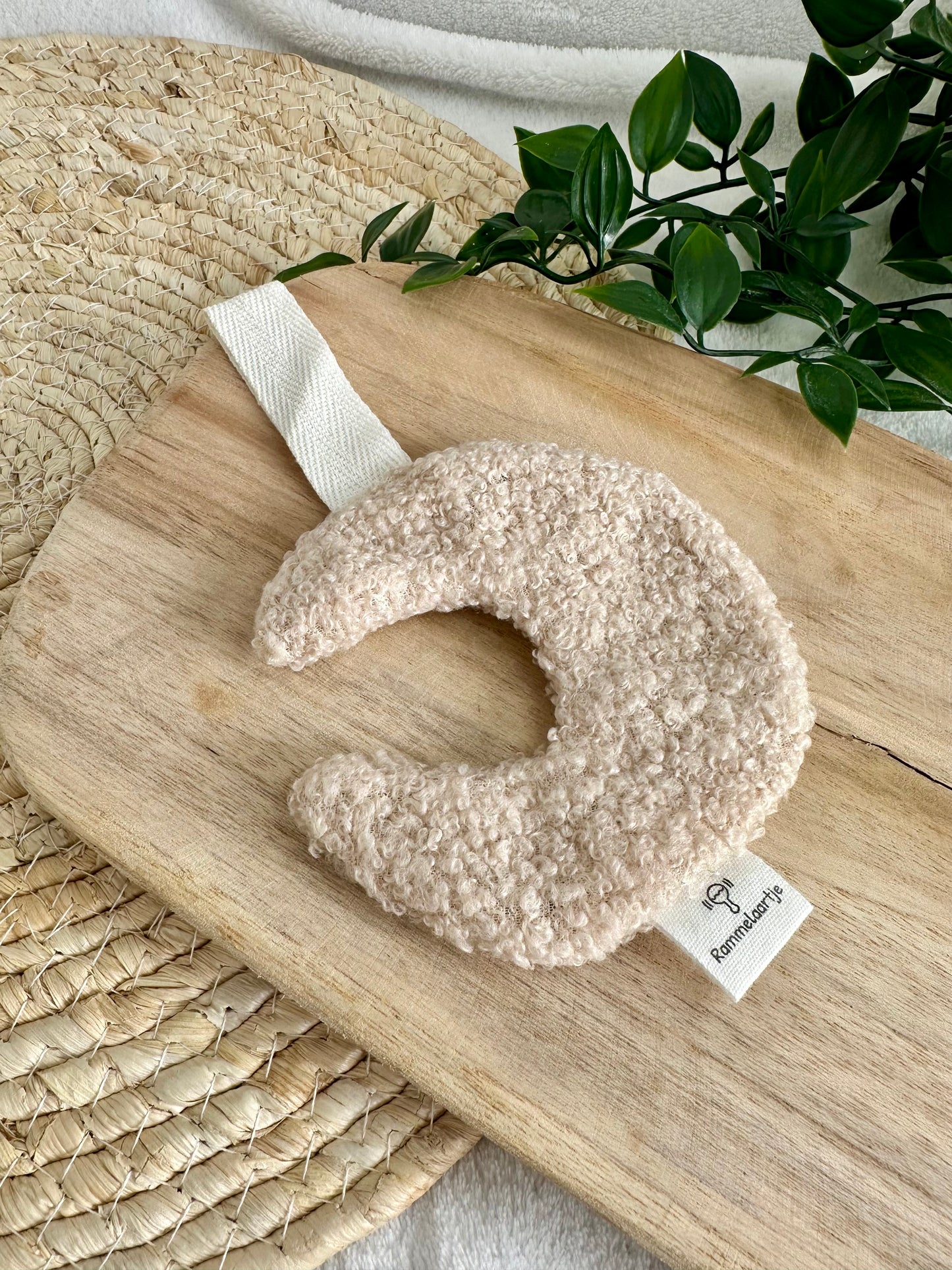 Attache-tétine en tissu - Peluche lune beige