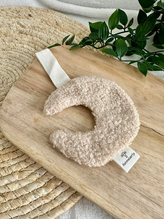 Attache-tétine en doudou - Peluche lune beige