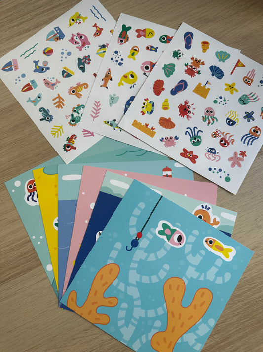 Coffret stickers et cartes éducatif - La mer