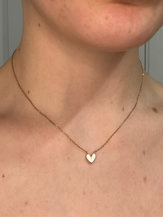 Collier coeur blanc en acier inoxydable - Doré