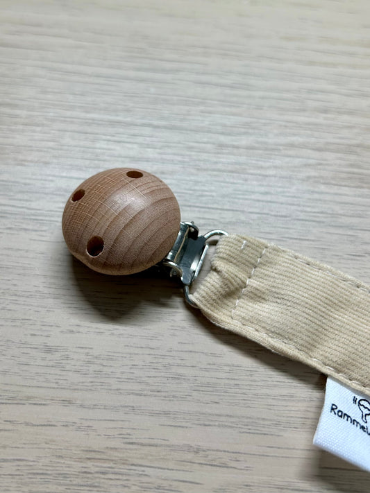 Attache-tétine en velours côtelé - Beige