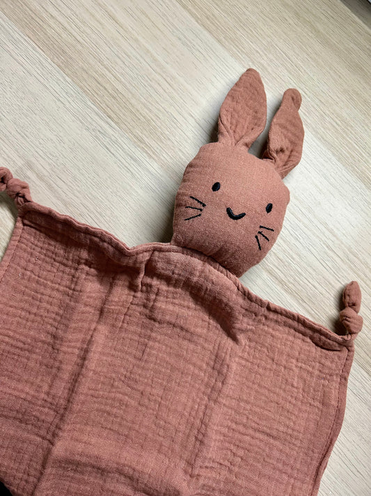 Doudou en mousseline Lapin - Terracotta