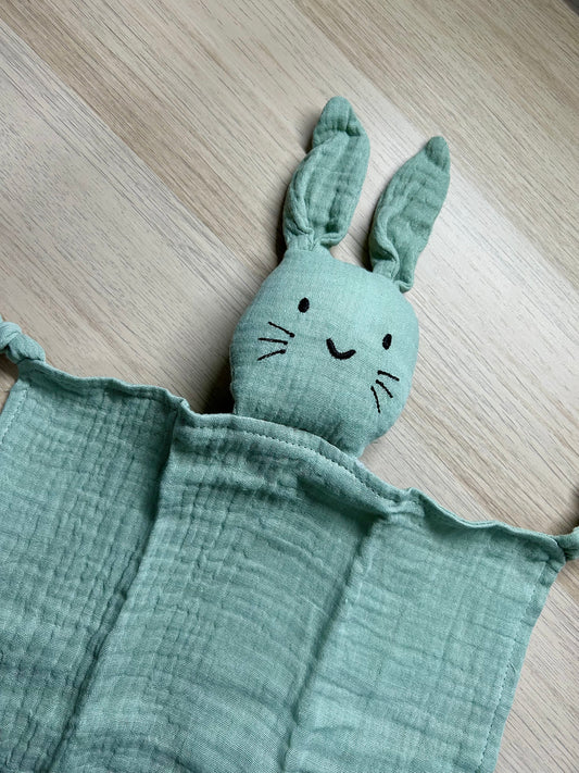 Doudou en mousseline Lapin - Vert doux