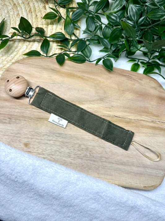 Attache-tétine en velours côtelé avec clip en bois - 3 coloris