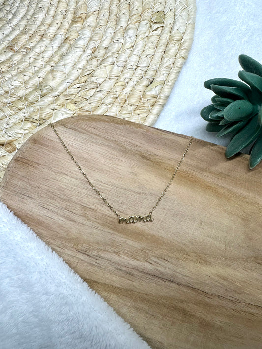 Collier "mama" en acier inoxydable - Doré