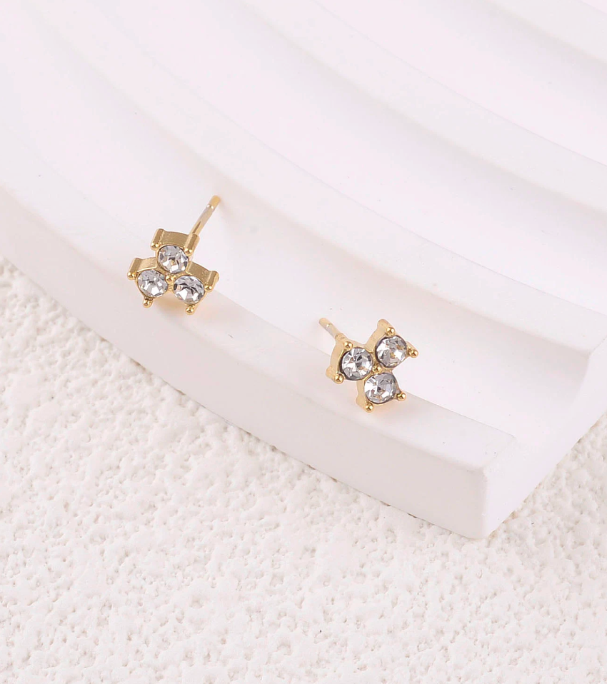 Boucle d'oreille cristaux - Doré