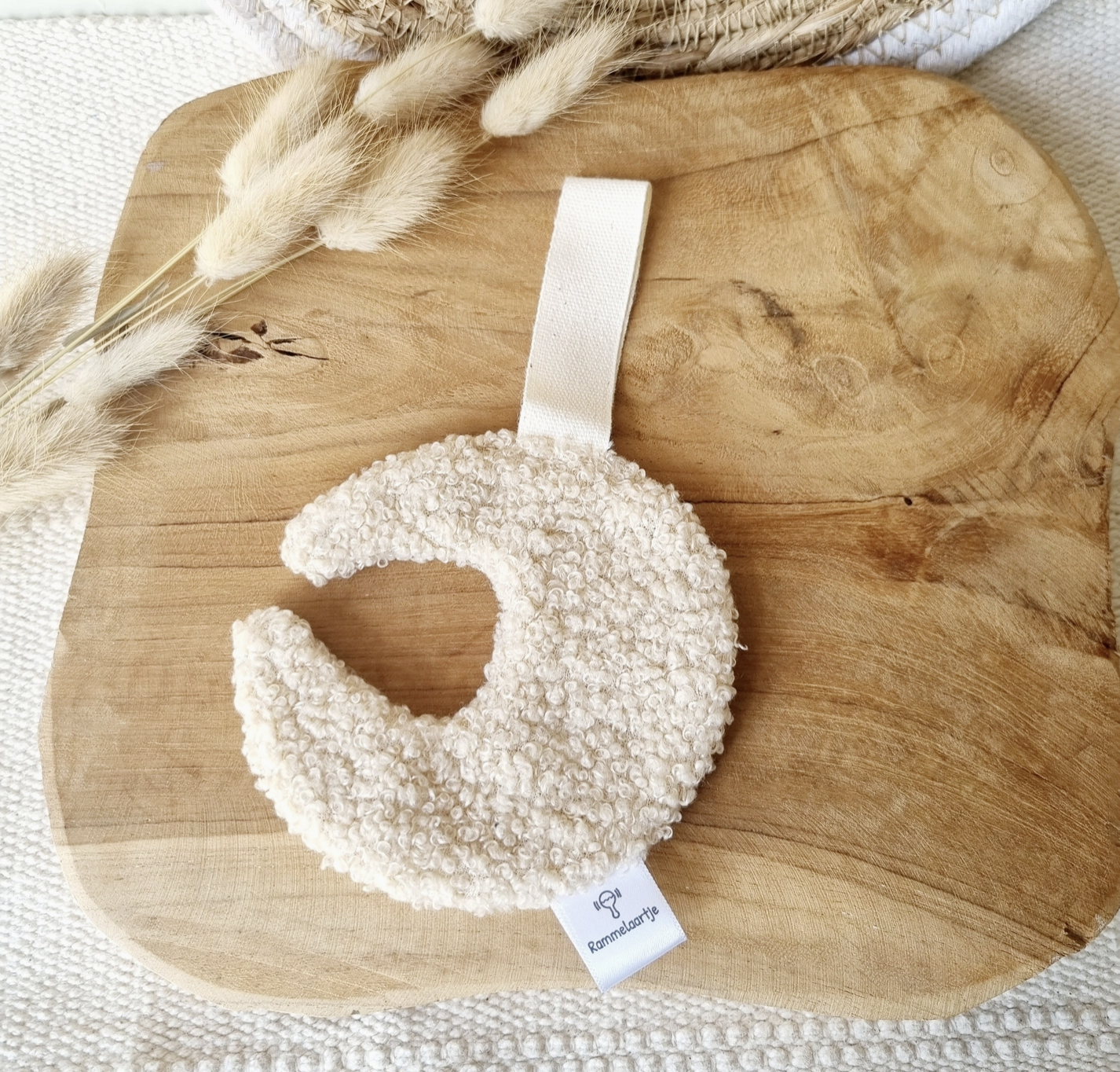 Attache-tétine en tissu - Peluche lune beige