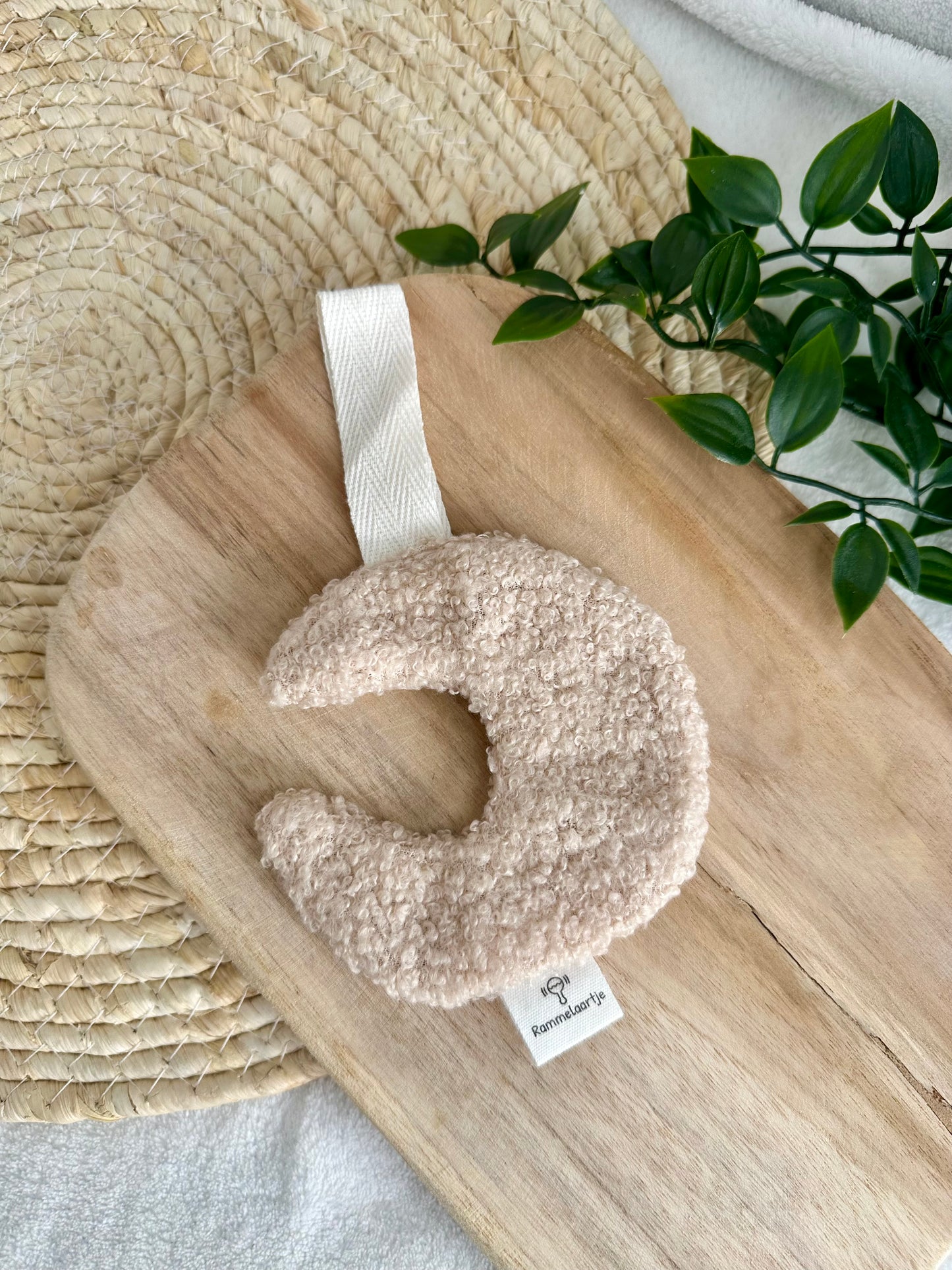 Attache-tétine en tissu - Peluche lune beige