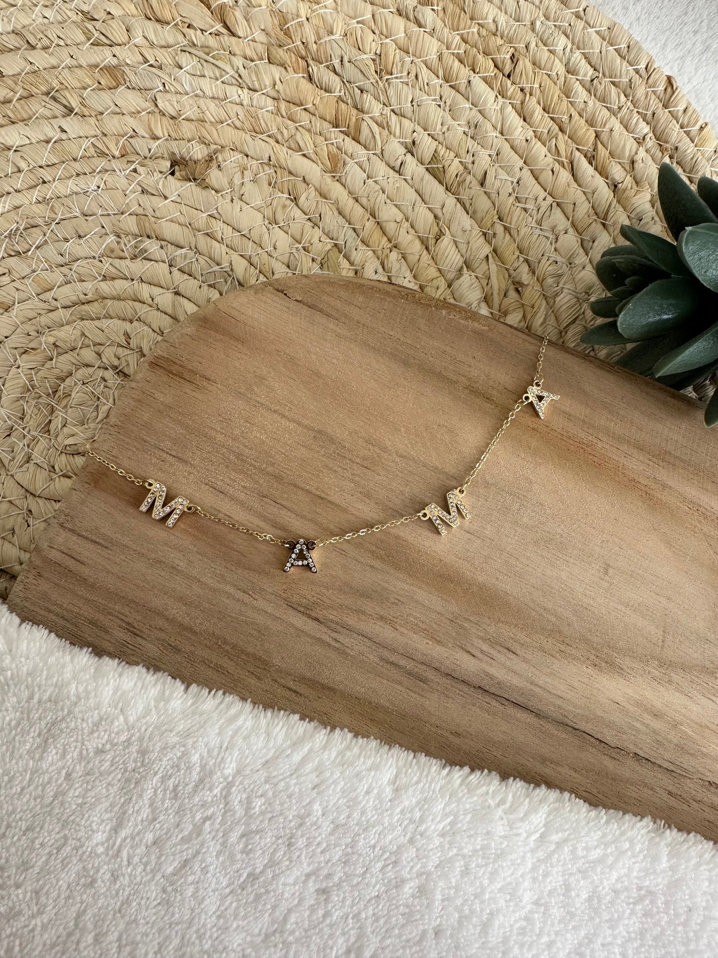 Collier "mama" en cristal et acier inoxydable - Doré et argenté