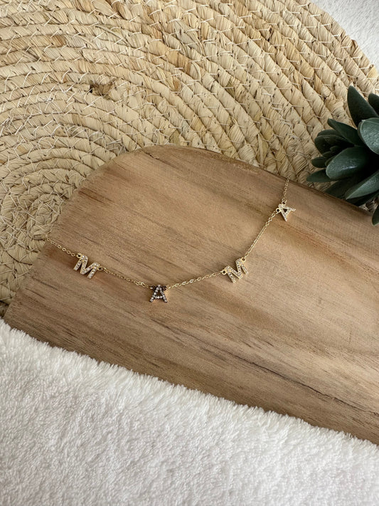Collier "mama" en cristal et acier inoxydable - Doré et argenté