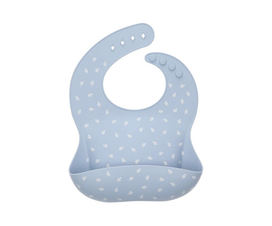 Bavoir en silicone - Feuilles bleu