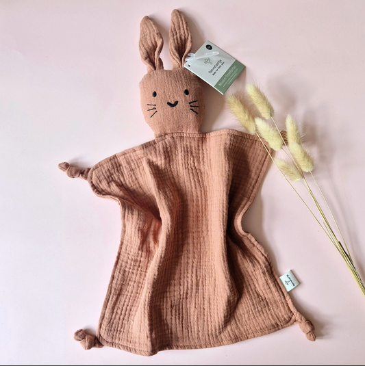 Doudou en mousseline Lapin - Terracotta