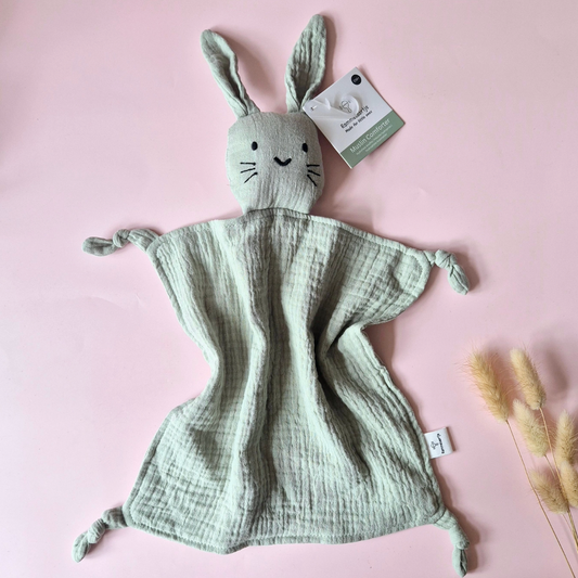Doudou en mousseline Lapin - Vert doux