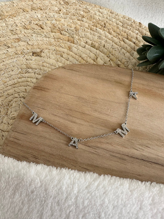 Collier "mama" en cristal et acier inoxydable - Doré et argenté