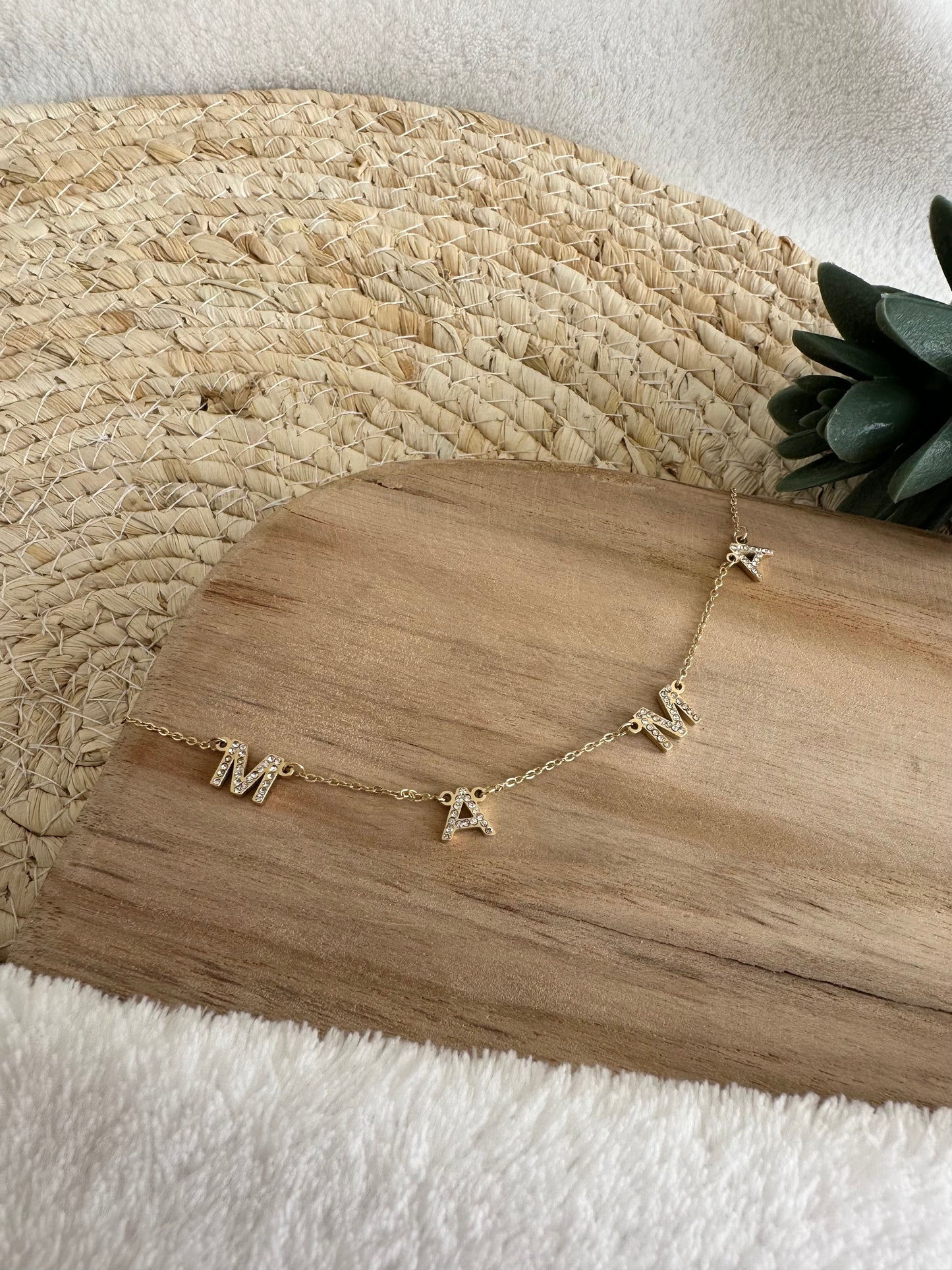 Collier "mama" en cristal et acier inoxydable - Doré et argenté