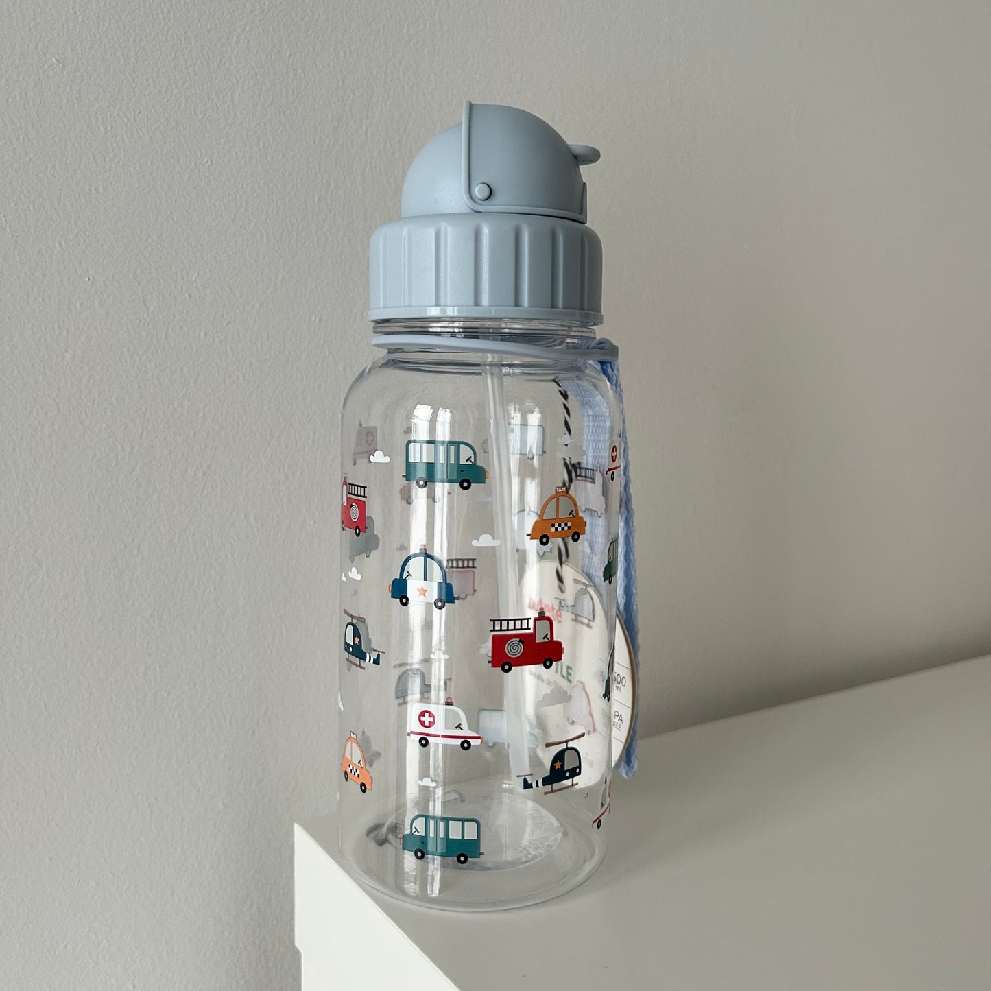 Gourde en plastique avec paille - City Cars