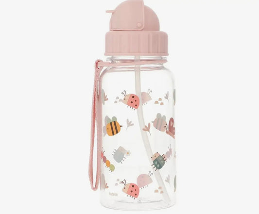 Gourde en plastique avec paille - Nature rose