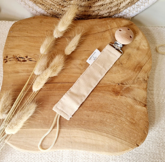 Attache-tétine en velours côtelé - Beige