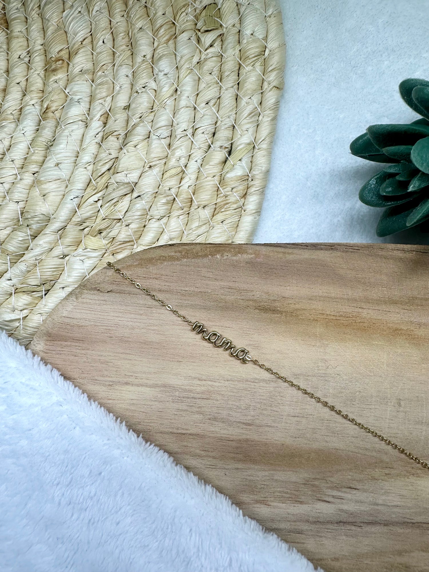 Bracelet mama doré en acier inoxydable résistant à l’eau 