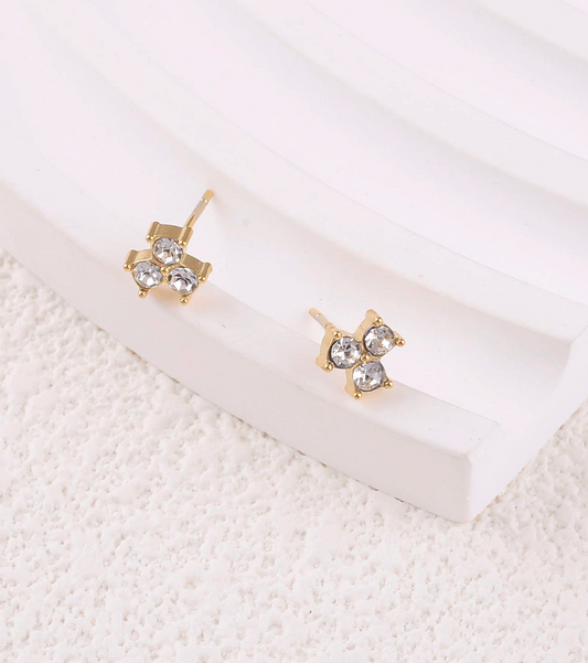 Boucle d'oreille cristaux - Doré