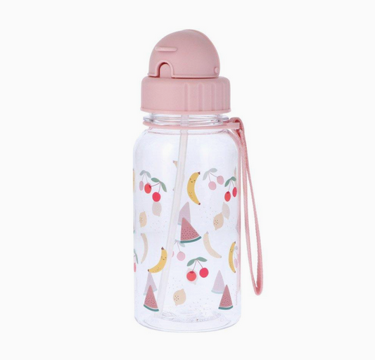 Gourde en plastique avec paille - Fruits