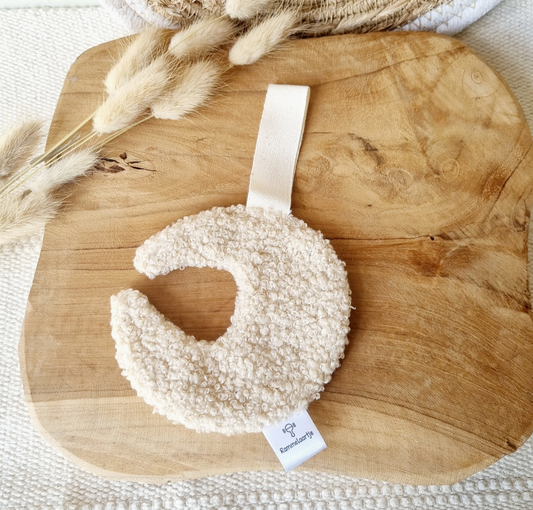 Attache-tétine en tissu - Peluche lune beige